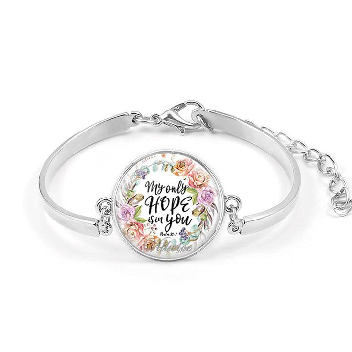 Handmade Bible Verse Bracelet Art Glass Dome Charms Bracelet Scripture Quote Jewelry Christian Party Favor Gifts - Faithacle