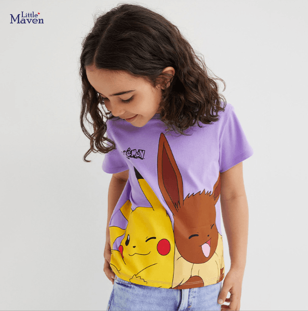 Pokemon purple - Knitted Wear Cartoon Cute Cotton Children T shirt - Faithacle
