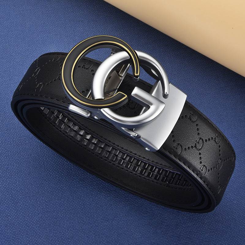 Men's Genuine Leather Alloy Automatic Buckle Versatile Korean Business Casual Fashion Belt - Faithacle