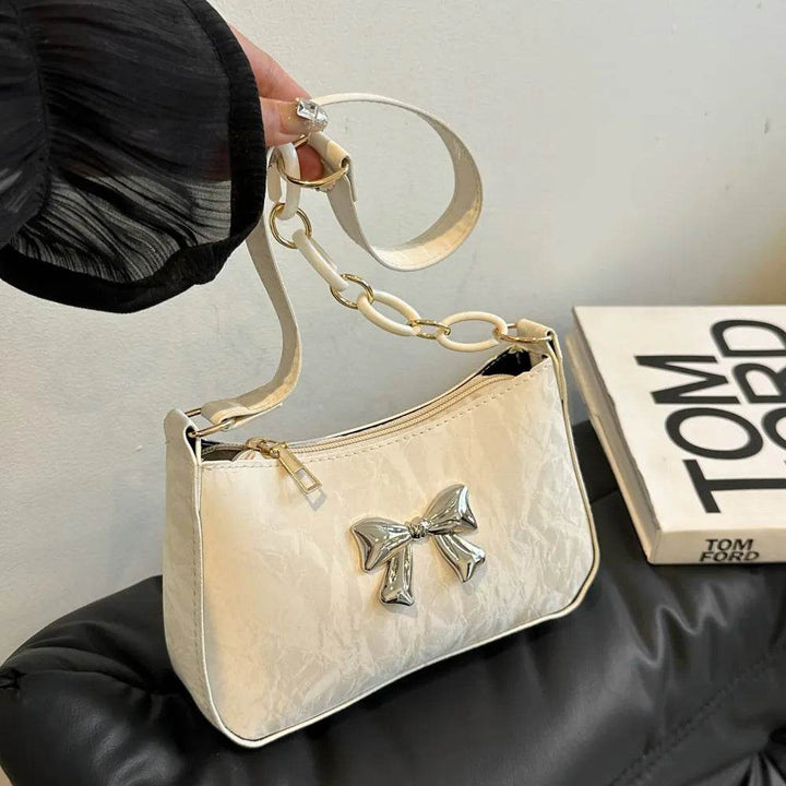 Bow PU Leather Chain Women's Shoulder Bag - Faithacle