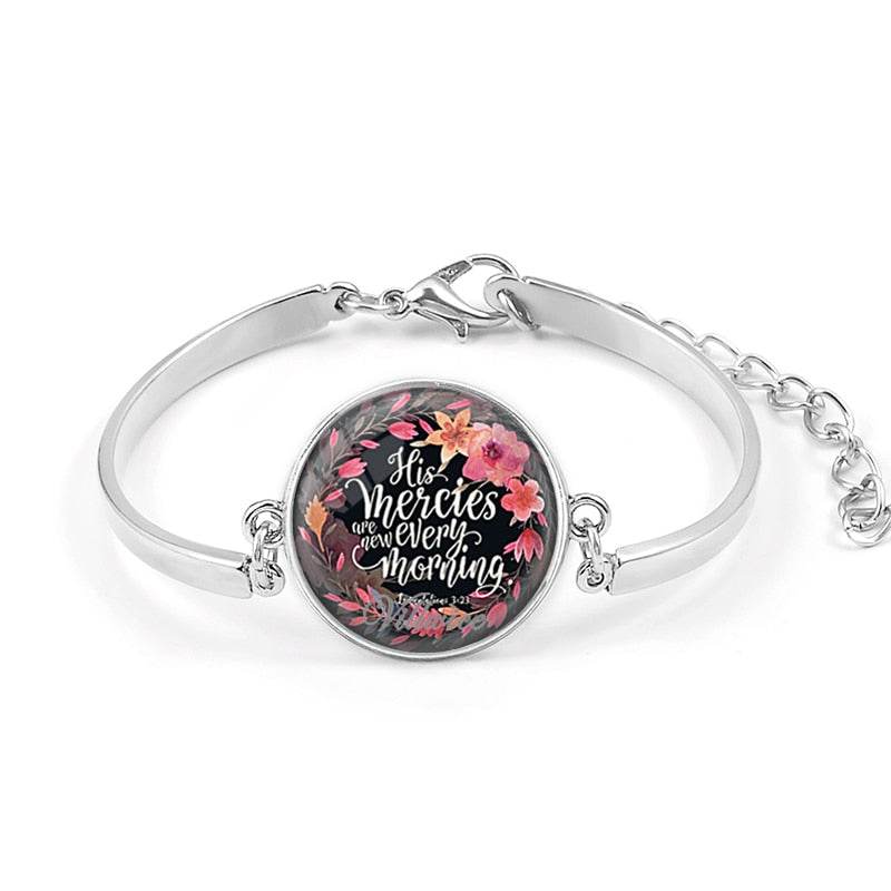 Handmade Bible Verse Bracelet Art Glass Dome Charms Bracelet Scripture Quote Jewelry Christian Party Favor Gifts - Faithacle