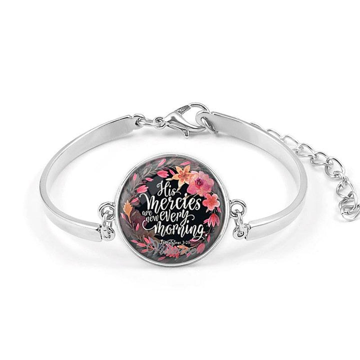 Handmade Bible Verse Bracelet Art Glass Dome Charms Bracelet Scripture Quote Jewelry Christian Party Favor Gifts - Faithacle