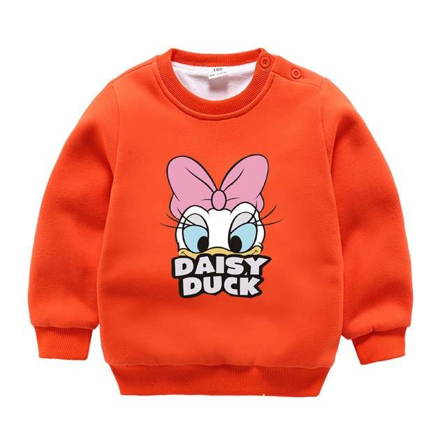 Jargazol Baby Girl Clothes Autumn Winter Fleece Sweatshirt Cartoon Duck Printed Todder Boy Tops Children Cotton Kids Shirt - Faithacle
