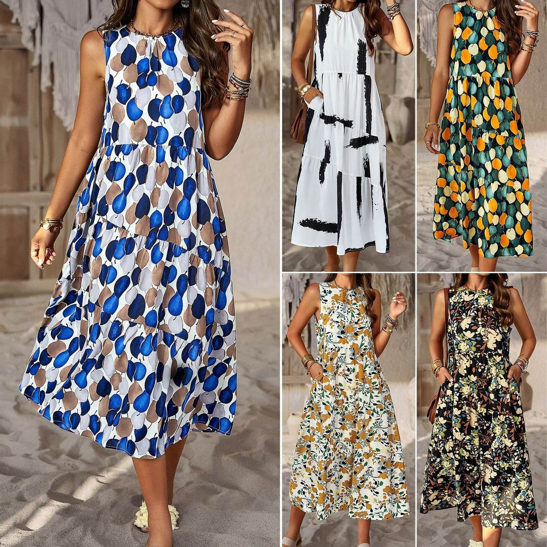 Fashion Dress Spring/Summer Hanging Neck Loose Vacation Dress - Faithacle