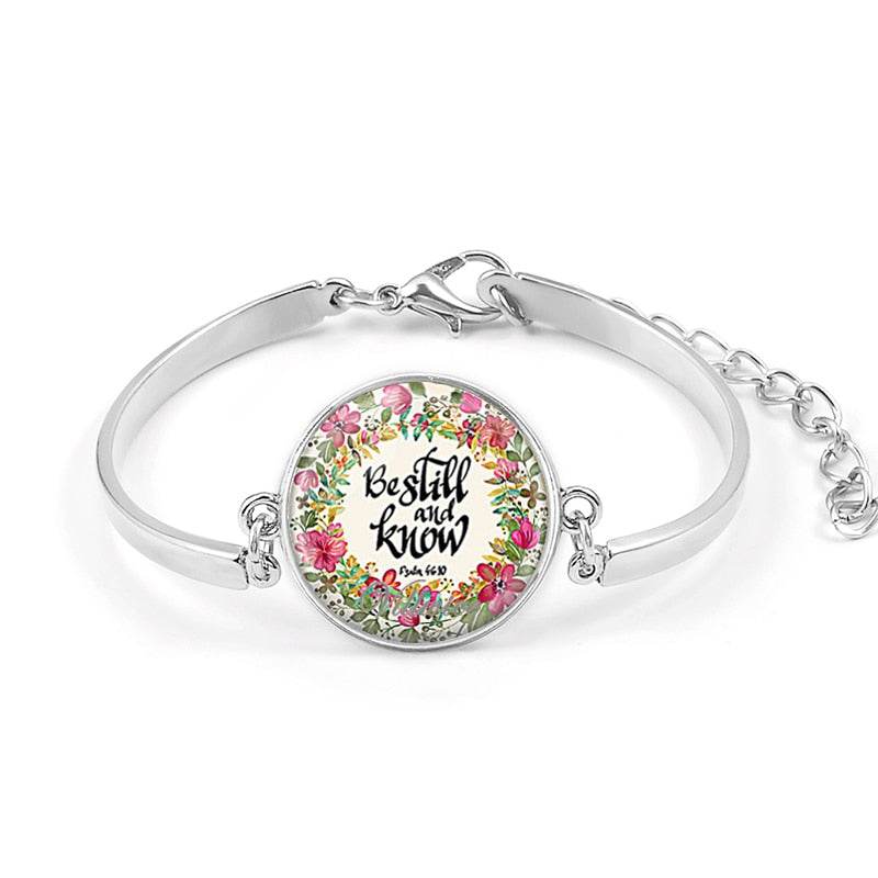 Handmade Bible Verse Bracelet Art Glass Dome Charms Bracelet Scripture Quote Jewelry Christian Party Favor Gifts - Faithacle