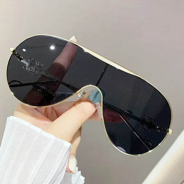 Metal one-piece sunglasses, one-piece large-frame sports goggles, cycling windproof sunglasses, men's and women's advanced sense - Faithacle
