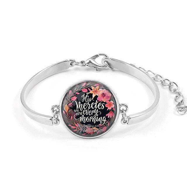 Handmade Bible Verse Bracelet Art Glass Dome Charms Bracelet Scripture Quote Jewelry Christian Party Favor Gifts - Faithacle