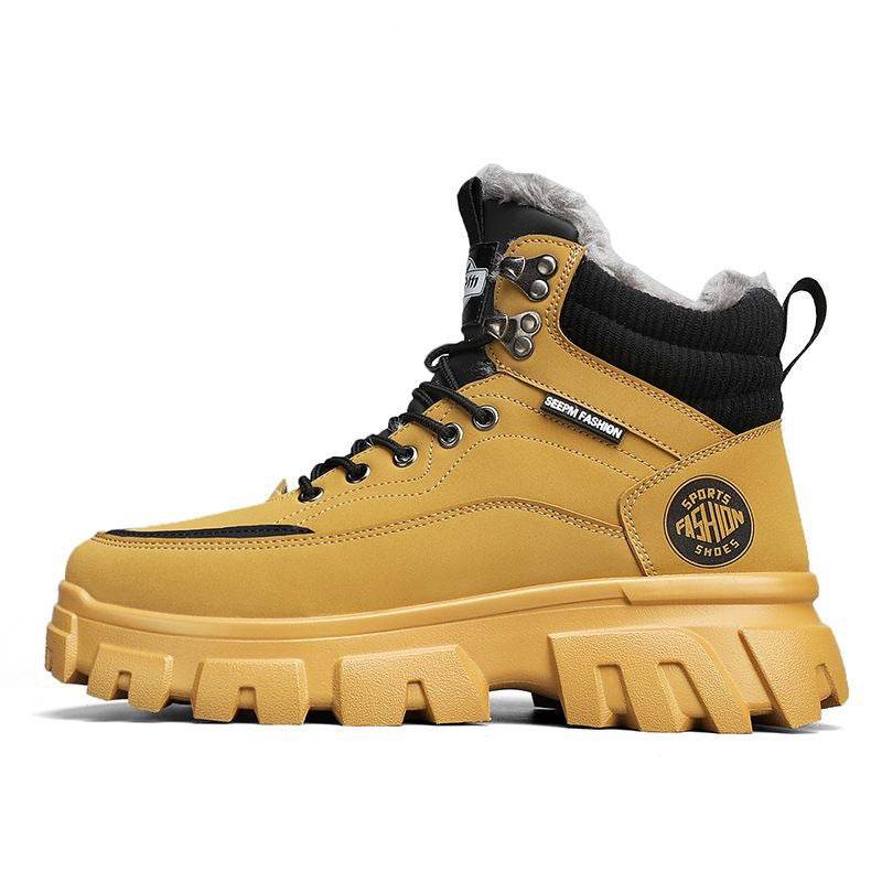 Men's winter suede high top Martin boots men's workwear shoes trendy and versatile thick sole - Faithacle