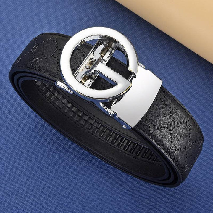 Men's Genuine Leather Alloy Automatic Buckle Versatile Korean Business Casual Fashion Belt - Faithacle