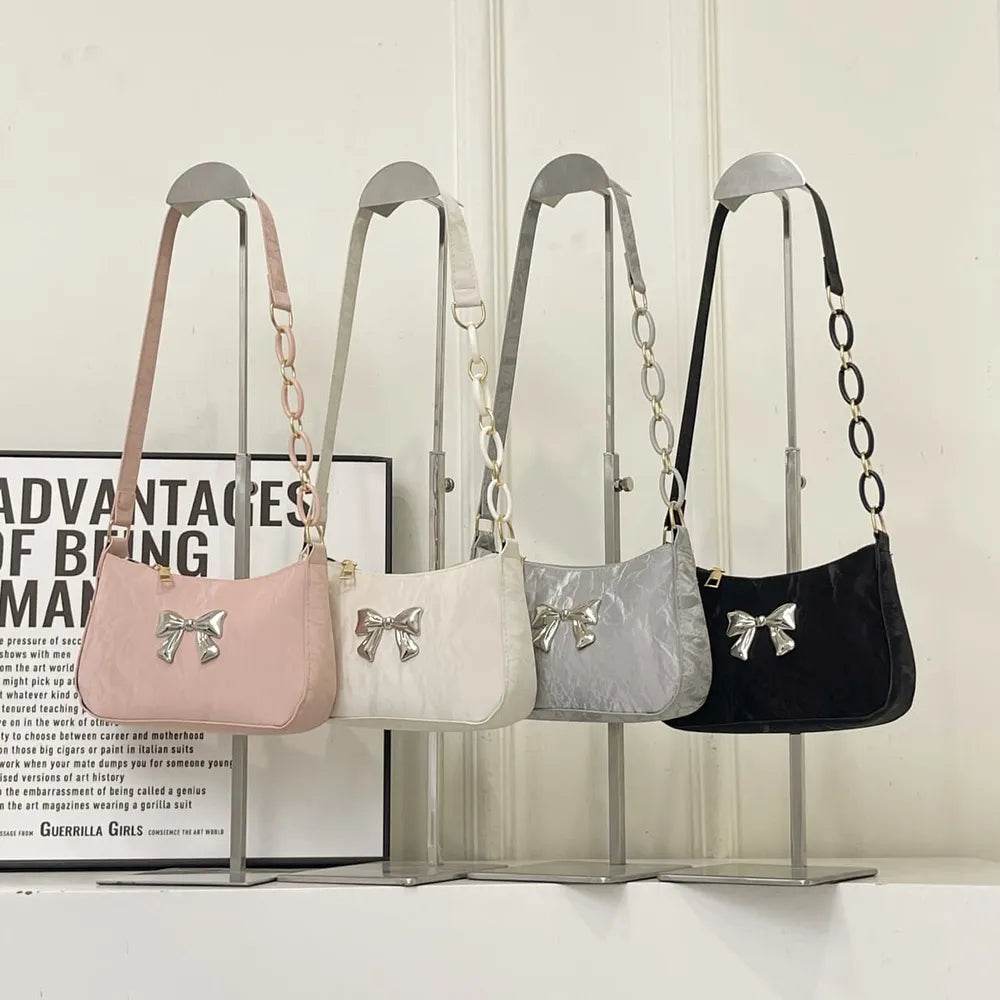 Bow PU Leather Chain Women's Shoulder Bag - Faithacle