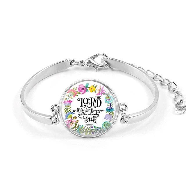 Handmade Bible Verse Bracelet Art Glass Dome Charms Bracelet Scripture Quote Jewelry Christian Party Favor Gifts - Faithacle