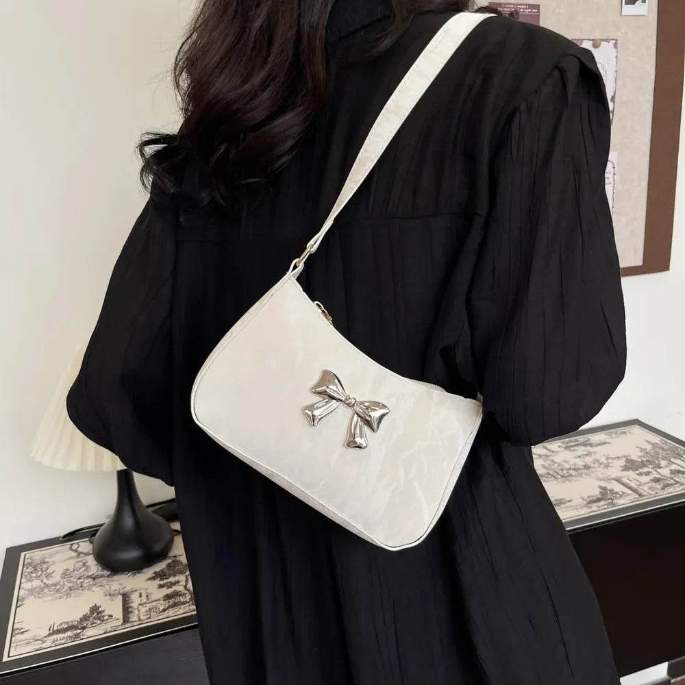 Bow PU Leather Chain Women's Shoulder Bag - Faithacle