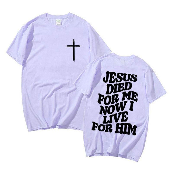 Men's Aesthetic Christian T Shirt Bible Verse Letters Print - Faithacle
