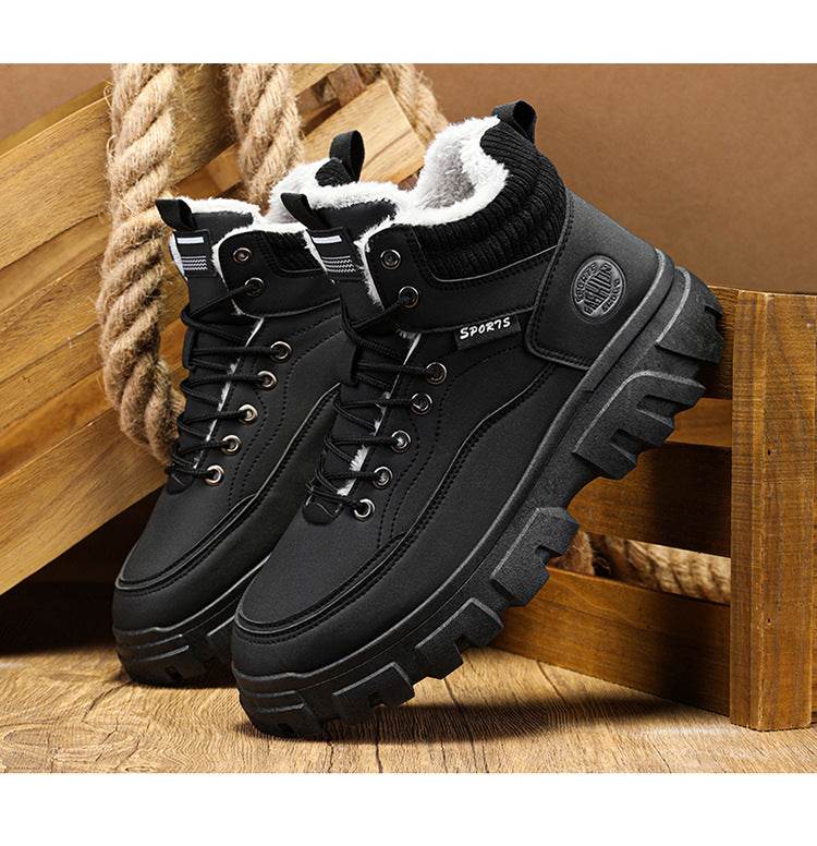 Men's winter suede high top Martin boots men's workwear shoes trendy and versatile thick sole - Faithacle