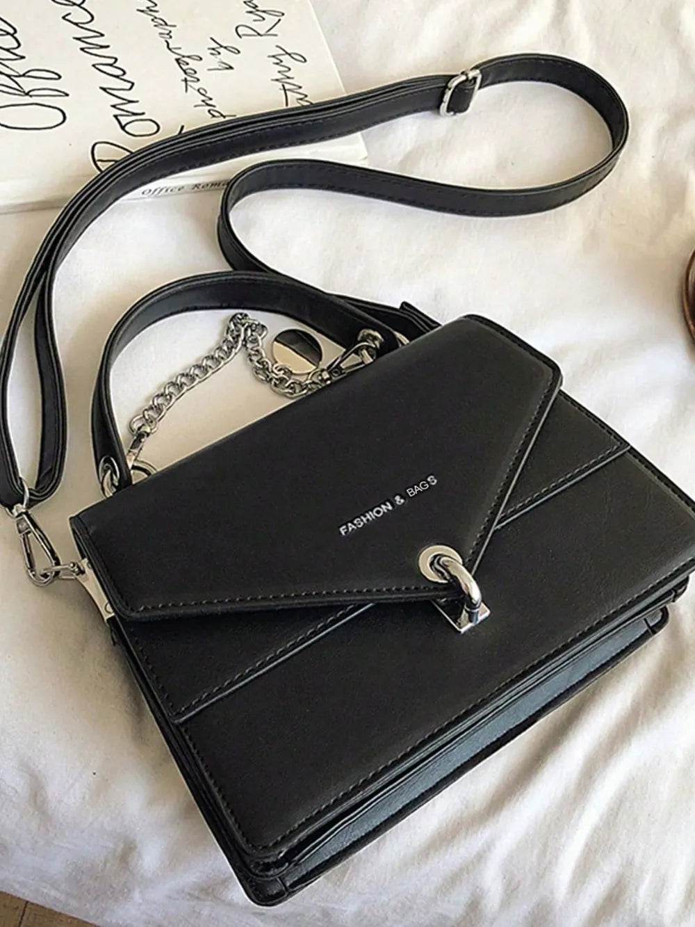 Chain PU Leather Detachable Shoulder Strap Handbag - Faithacle