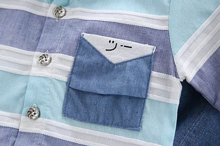 Fashion baby boys clothes spring children clothing gentleman baby boy striped shirt+jeans 2pcs set Newborn baby boy clothes - Faithacle