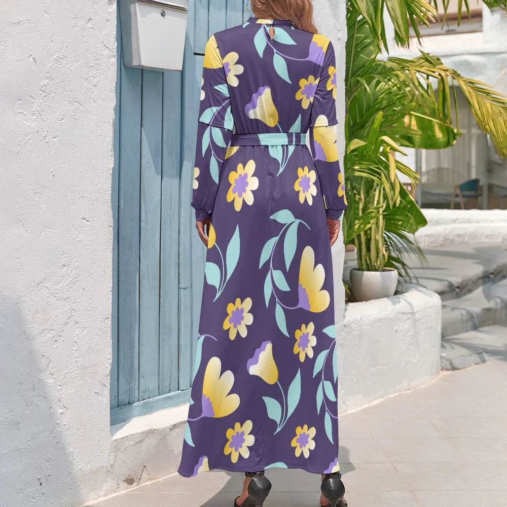 Women's purple floral Long dress - Faithacle