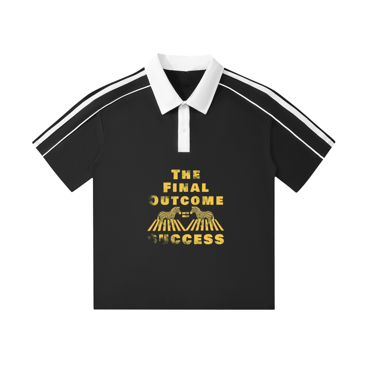 Final Outcome = Success - Unisex Contrast Collar Short-Sleeve Polo Shirt