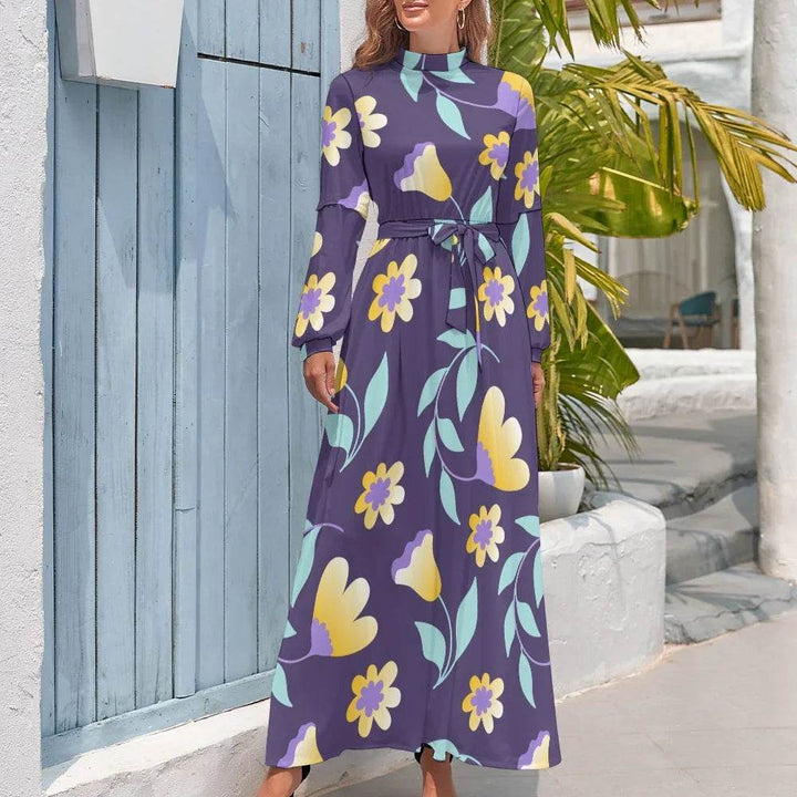 Women's purple floral Long dress - Faithacle