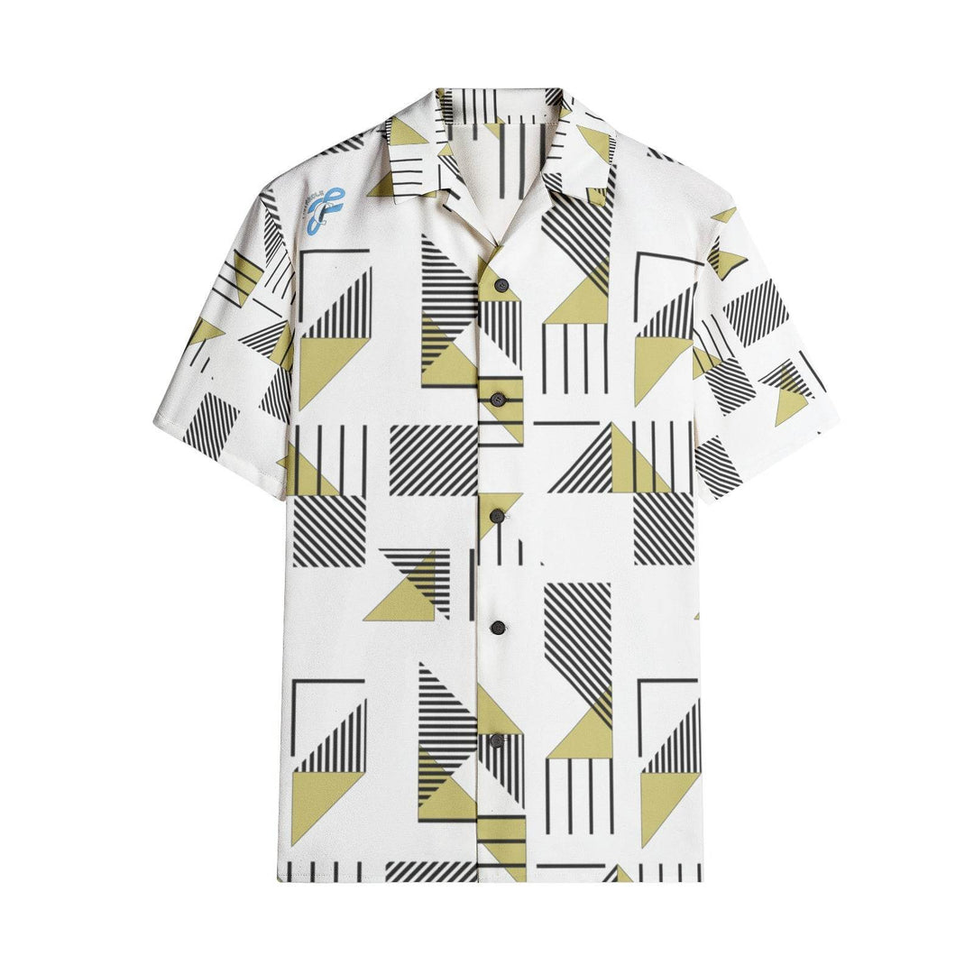 Men's yellow pattern print Short Sleeve Shirts - Faithacle