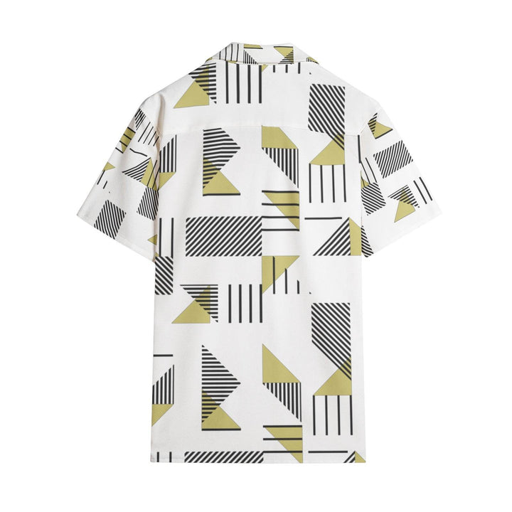 Men's yellow pattern print Short Sleeve Shirts - Faithacle