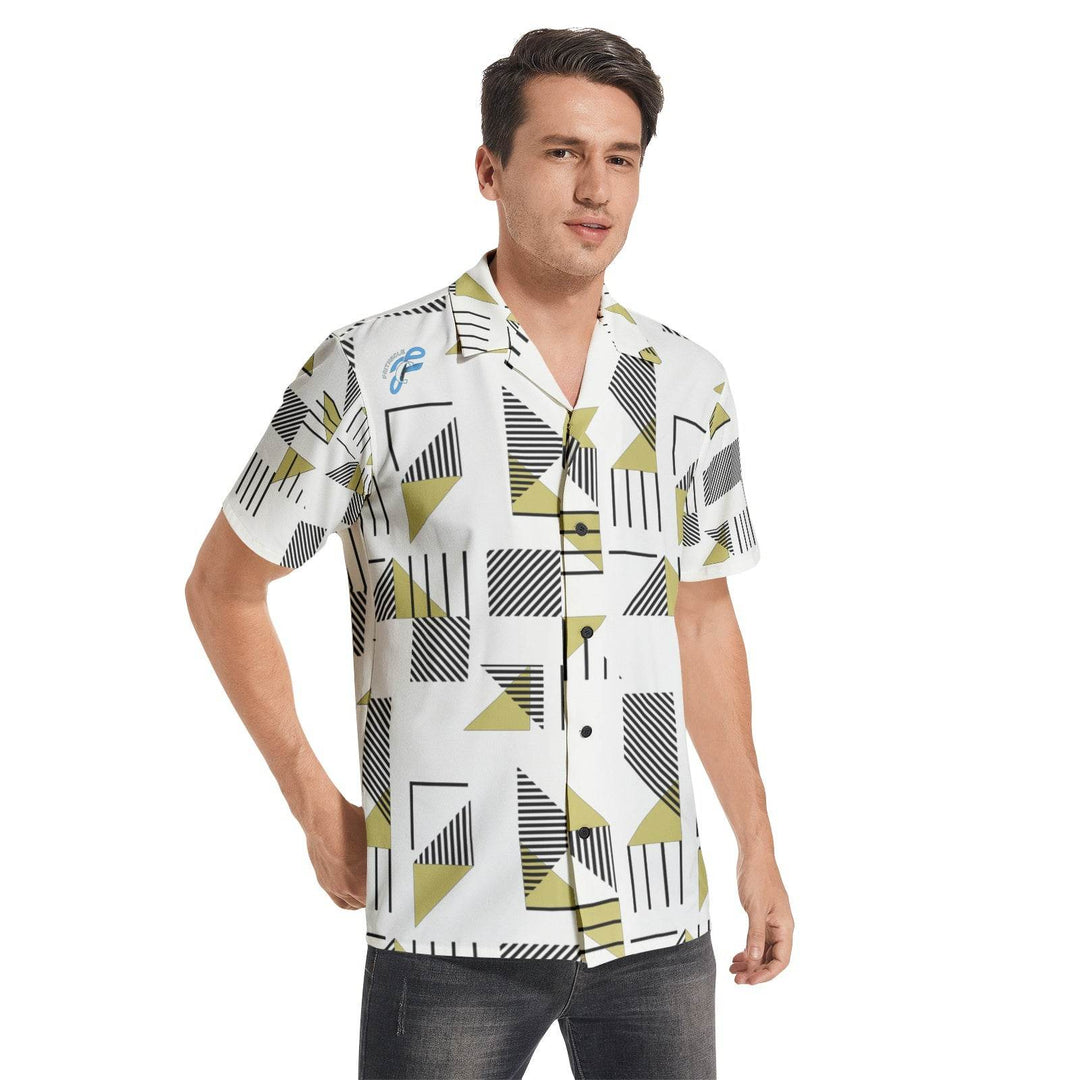 Men's yellow pattern print Short Sleeve Shirts - Faithacle