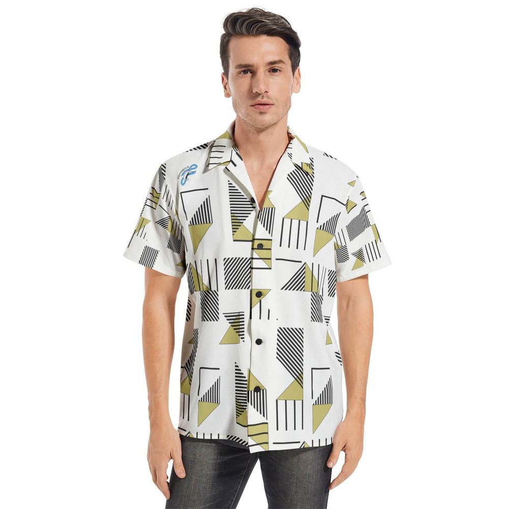 Men's yellow pattern print Short Sleeve Shirts - Faithacle