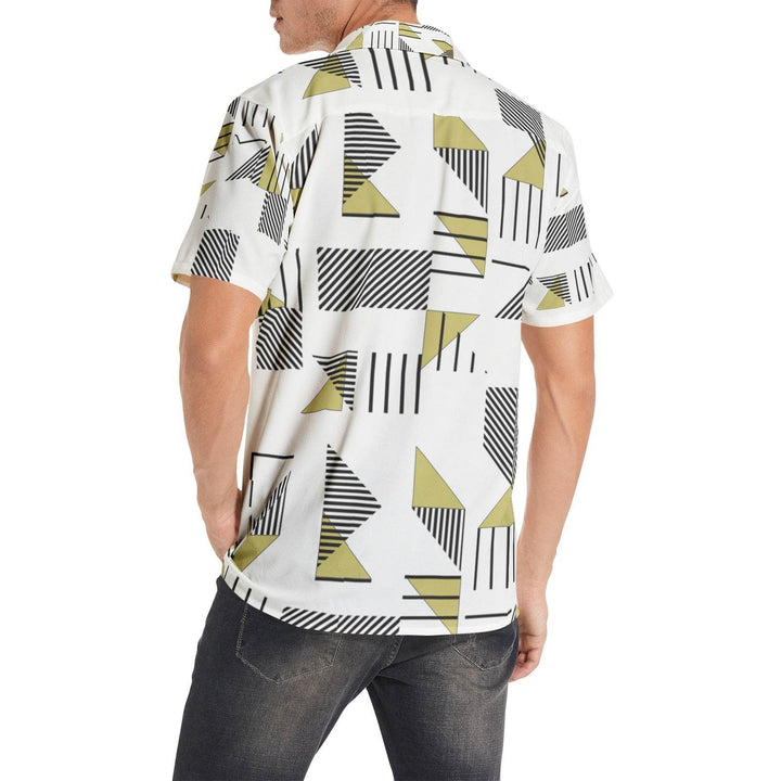 Men's yellow pattern print Short Sleeve Shirts - Faithacle